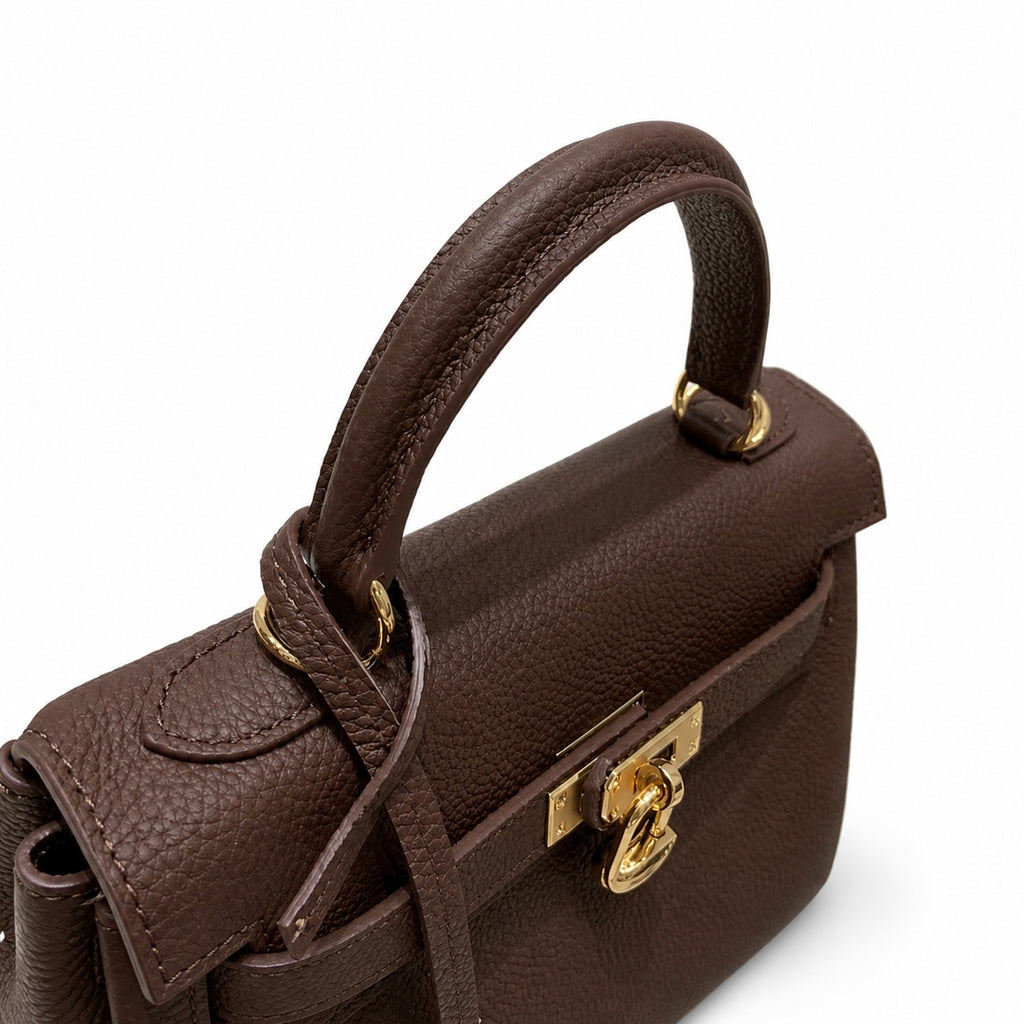 Kelly Sellier 20cm & 25cm & 28cm Havane Togo Leather Gold Hardware — Streamlined Top-Handle Handbag