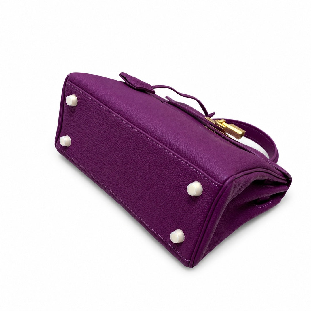 Kelly Sellier 20cm & 25cm & 28cm Anémone Togo Leather Gold Hardware — Distinctive Hand-Carry Bag