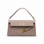Kelly Elan 25x6.5x15cm Faux Kelly Underarm Baguette Bag in Khaki with Gold Hardware — Refined Underarm Handbag