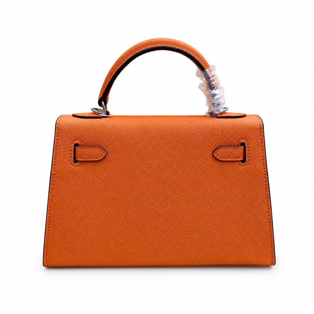 Mini Kelly II Sellier 19cm & 22cm Orange Epsom Leather Palladium Hardware — Versatile Mini Carry Design