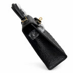 Mini Kelly Sellier 19cm Noir Ostrich Leather Gold Hardware — Sophisticated Small-Scale Bag