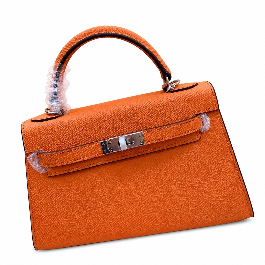 Mini Kelly II Sellier 19cm & 22cm Orange Epsom Leather Palladium Hardware — Versatile Mini Carry Design