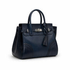Kelly Sellier 28cm Ebene Suede Leather Gold Hardware Commute Shoulder — Polished Structured Handbag