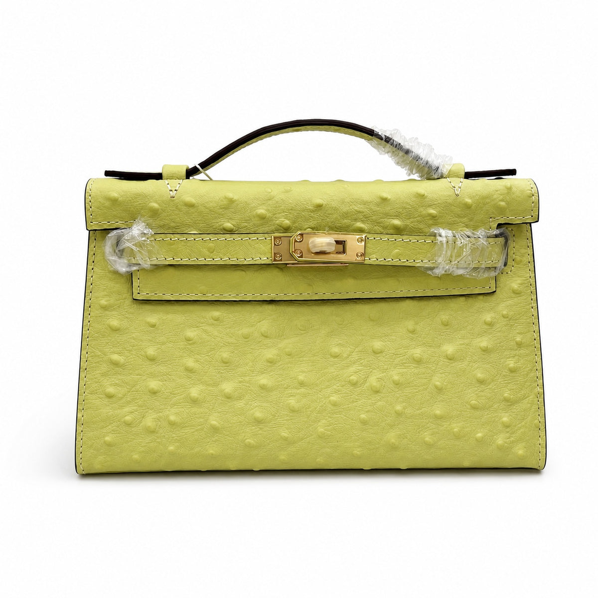 Mini Kelly II Sellier 19cm & 22cm Jaune Citron Ostrich Leather Gold Hardware — Sophisticated Small-Scale Bag