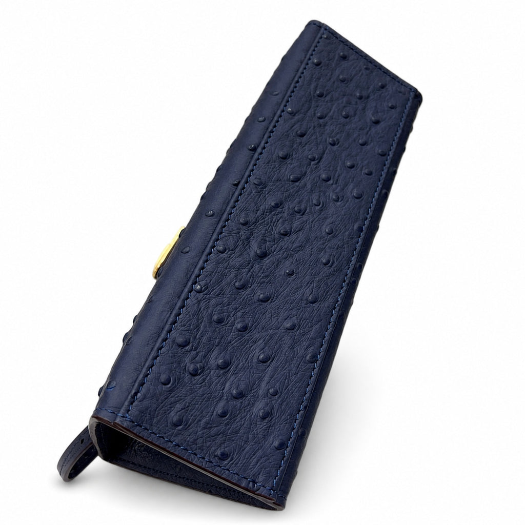Mini Kelly Sellier 22cm Bleu Nuit Ostrich Leather Gold Hardware — Compact Top-Handle Bag
