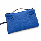 Mini Kelly Sellier 22cm Bleu Electrique Ostrich Leather Gold Hardware — Distinctive Petite Bag