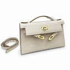 Mini Kelly II Sellier 19cm & 22cm Craie Ostrich Leather Gold Hardware — Timeless Mini Top-Handle Design
