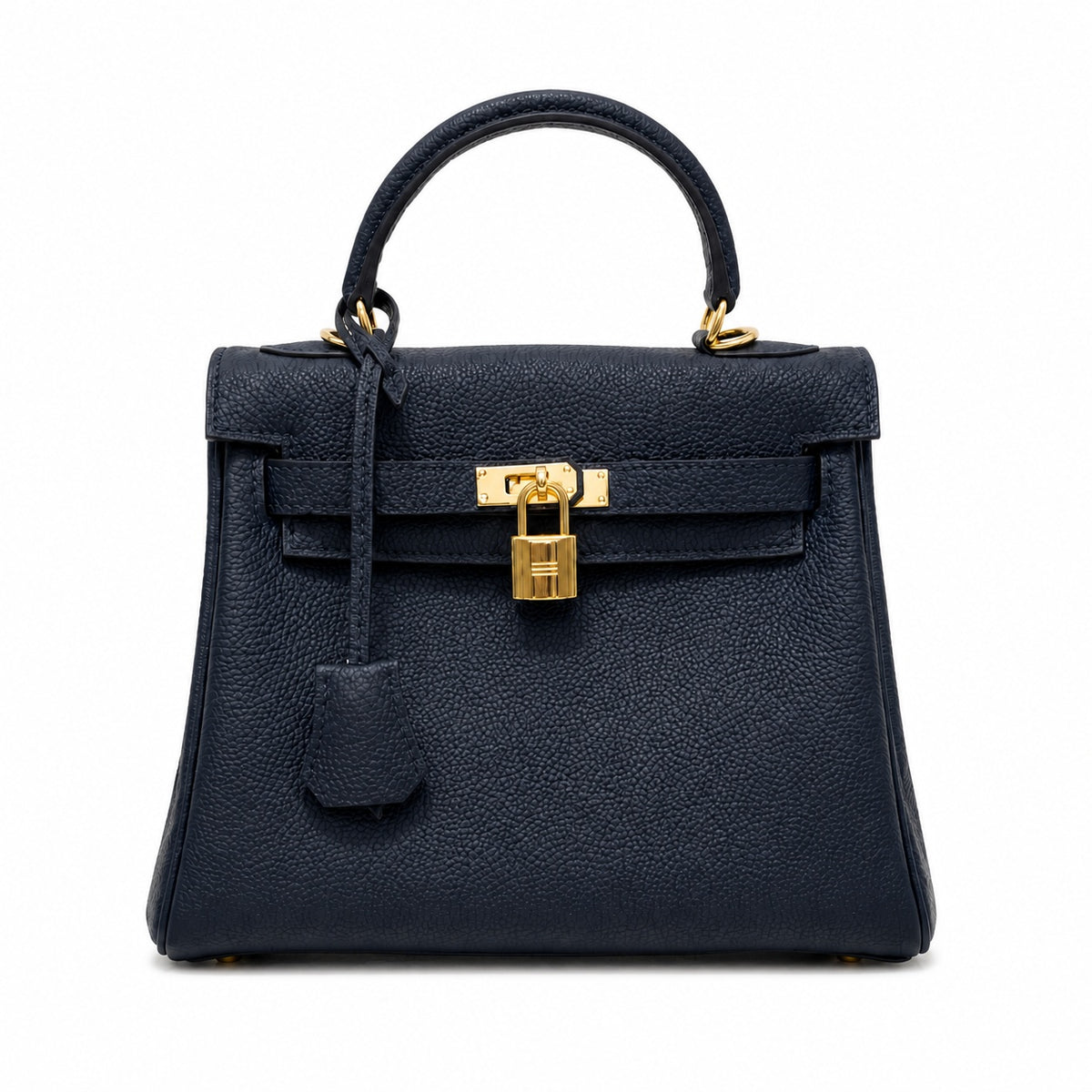 Kelly Sellier 20cm & 25cm & 28cm Bleu Nuit Togo Leather Gold Hardware — Timeless Top-Handle Design