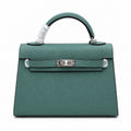 Mini Kelly II Sellier 19cm & 22cm Vert Cypress Epsom Leather Palladium Hardware — Versatile Mini Carry Design