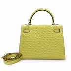 Kelly Sellier 25cm Jaune Poussin Ostrich Gold Hardware Designer Women Shoulder — Versatile Structured Bag