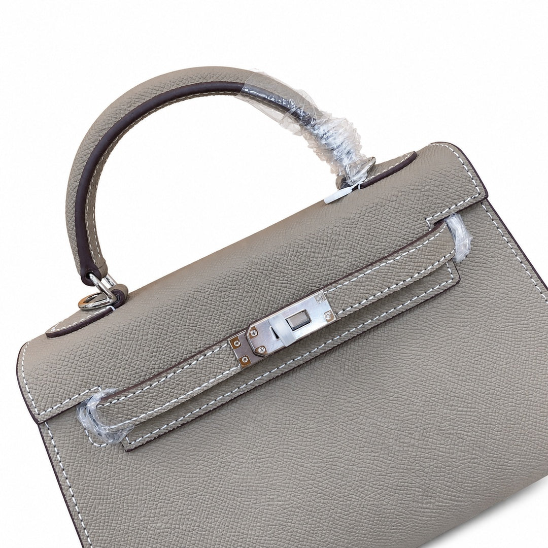 Mini Kelly II Sellier 19cm & 22cm Gris Asphalte Epsom Leather Palladium Hardware — Small Structured Carry Style