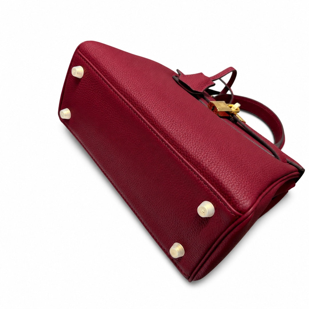 Kelly Sellier 20cm & 25cm & 28cm Rouge H Togo Leather Gold Hardware — Elegant Structured Carry Style