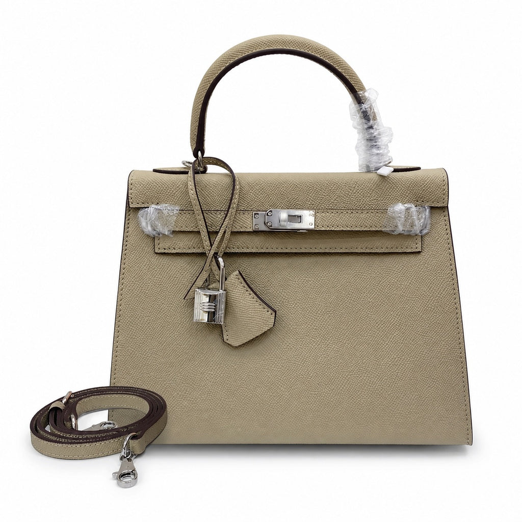 Kelly Sellier 25cm & 28cm Trench Epsom Leather Palladium Hardware Daily Designer — Elegant Structured Carry Style