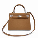 Kelly Sellier 25cm & 28cm Gold Epsom Leather Palladium Hardware Vintage — Elegant Structured Carry Style