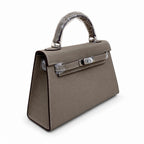 Mini Kelly II Sellier 19cm & 22cm Gris Asphalte Epsom Leather Palladium Hardware — Small Structured Carry Style