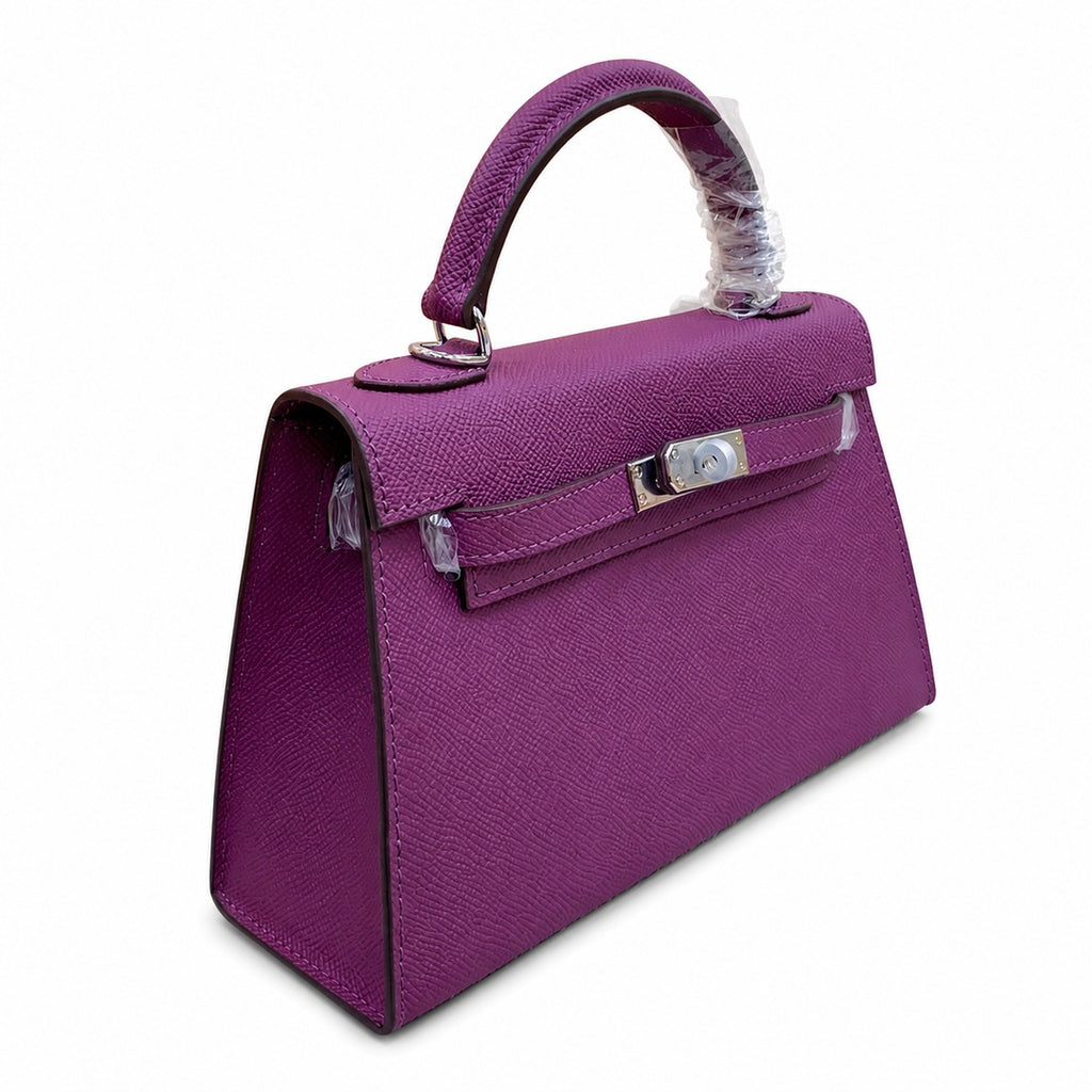 Mini Kelly II Sellier 19cm & 22cm Violet Epsom Leather Palladium Hardware — Compact Top-Handle Bag