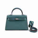 Mini Kelly II Sellier 19cm & 22cm Vert Cypress Epsom Leather Palladium Hardware — Versatile Mini Carry Design