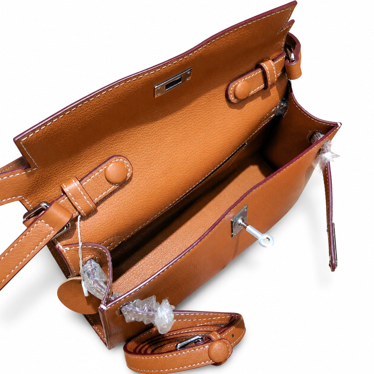 Kelly Elan 25x6.5x15cm Underarm Baguette Bag in Brown with Silver Hardware — Versatile Underarm Carry Style