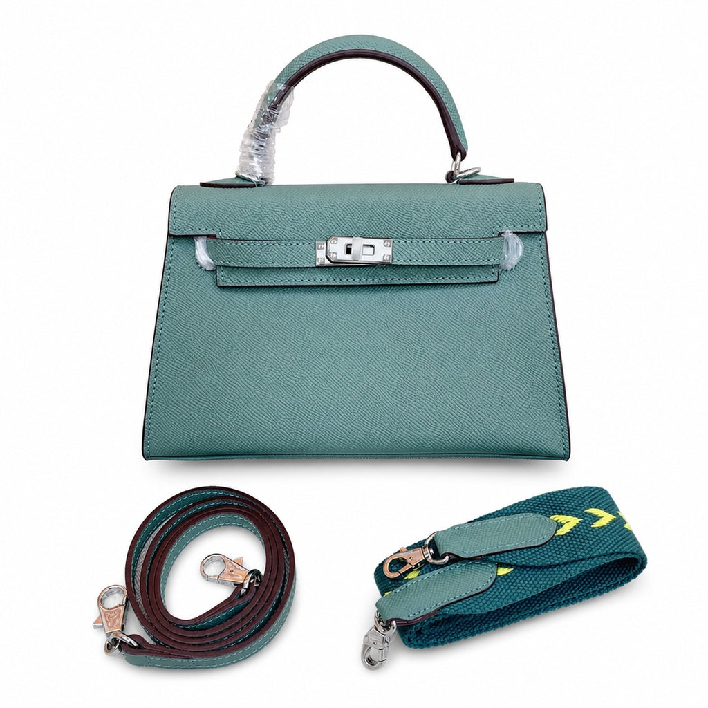Mini Kelly II Sellier 19cm & 22cm Vert Cypress Epsom Leather Palladium Hardware — Versatile Mini Carry Design