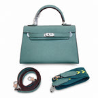 Mini Kelly II Sellier 19cm & 22cm Vert Cypress Epsom Leather Palladium Hardware — Versatile Mini Carry Design