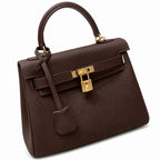 Kelly Sellier 20cm & 25cm & 28cm Havane Togo Leather Gold Hardware — Streamlined Top-Handle Handbag