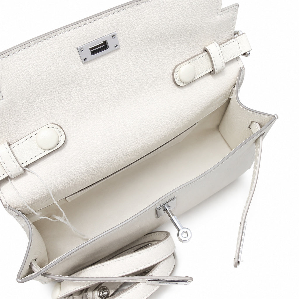 Kelly Elan 25x6.5x15cm Underarm Baguette Bag in Off White with Silver Hardware — Streamlined Elan Carry Design
