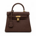 Kelly Sellier 20cm & 25cm & 28cm Havane Togo Leather Gold Hardware — Streamlined Top-Handle Handbag