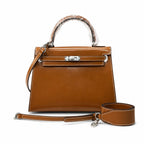 Kelly Sellier 19cm & 22cm & 25cm Gold Box Calf Leather Gold Hardware & Palladium Hardware — Distinctive Hand-Carry Bag