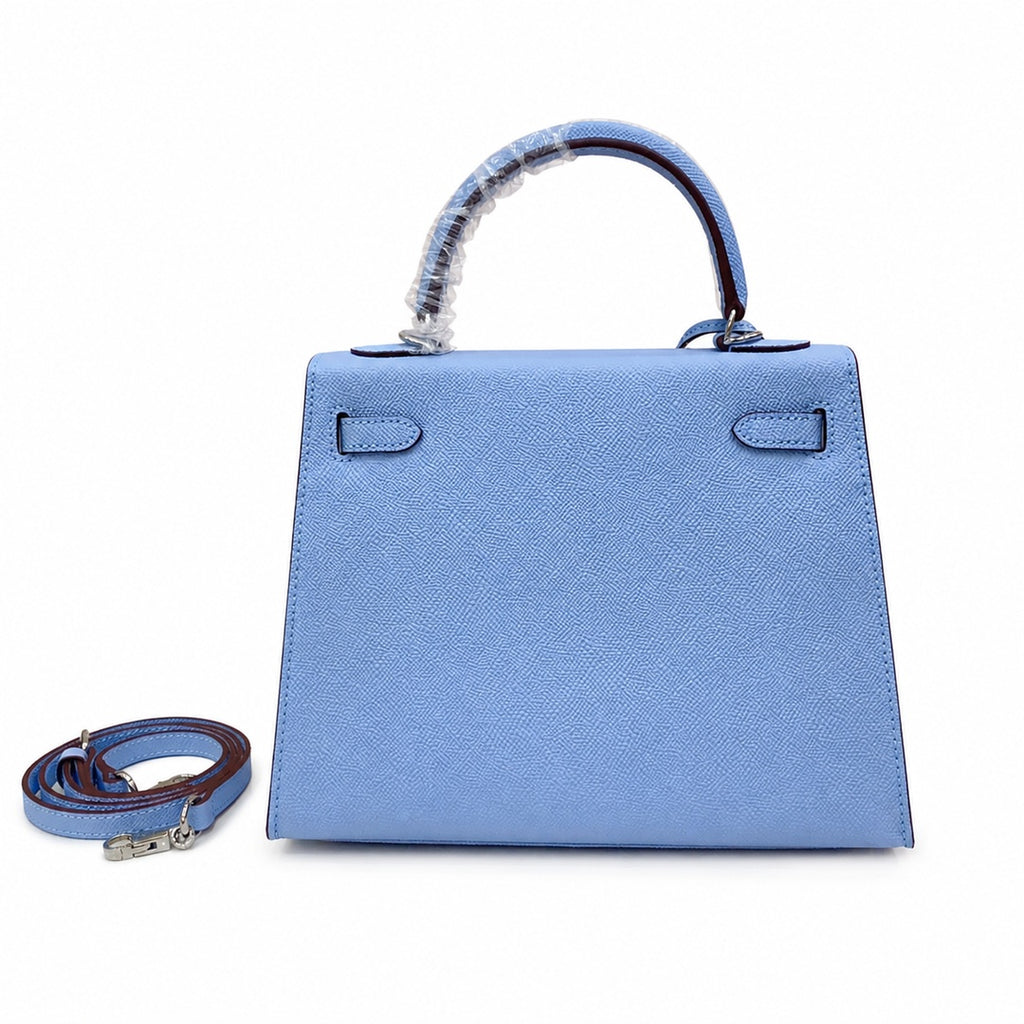 Kelly Sellier 25cm & 28cm Bleu Brume Epsom Leather Palladium Hardware Vintage — Distinctive Hand-Carry Bag