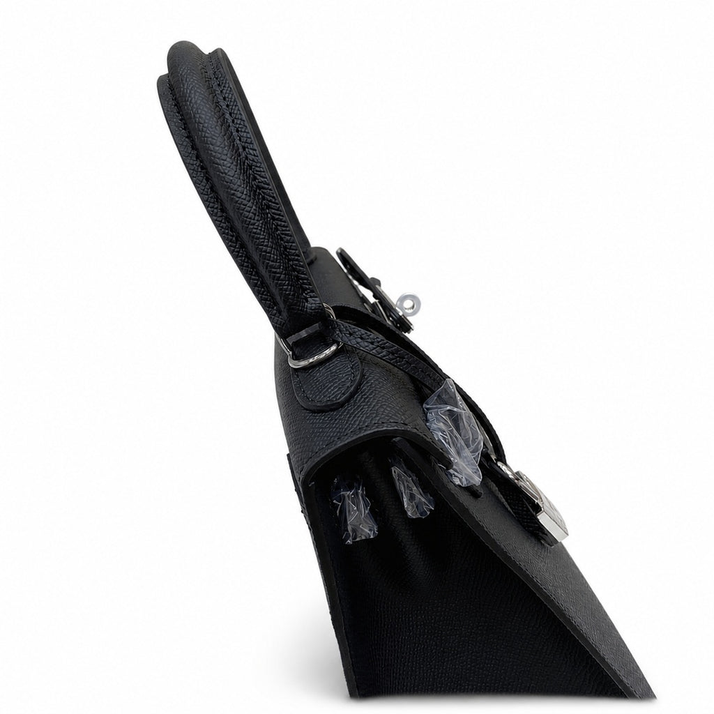 Kelly Sellier 25cm & 28cm Noir Epsom Leather Palladium Hardware Women Luxury — Distinctive Hand-Carry Bag