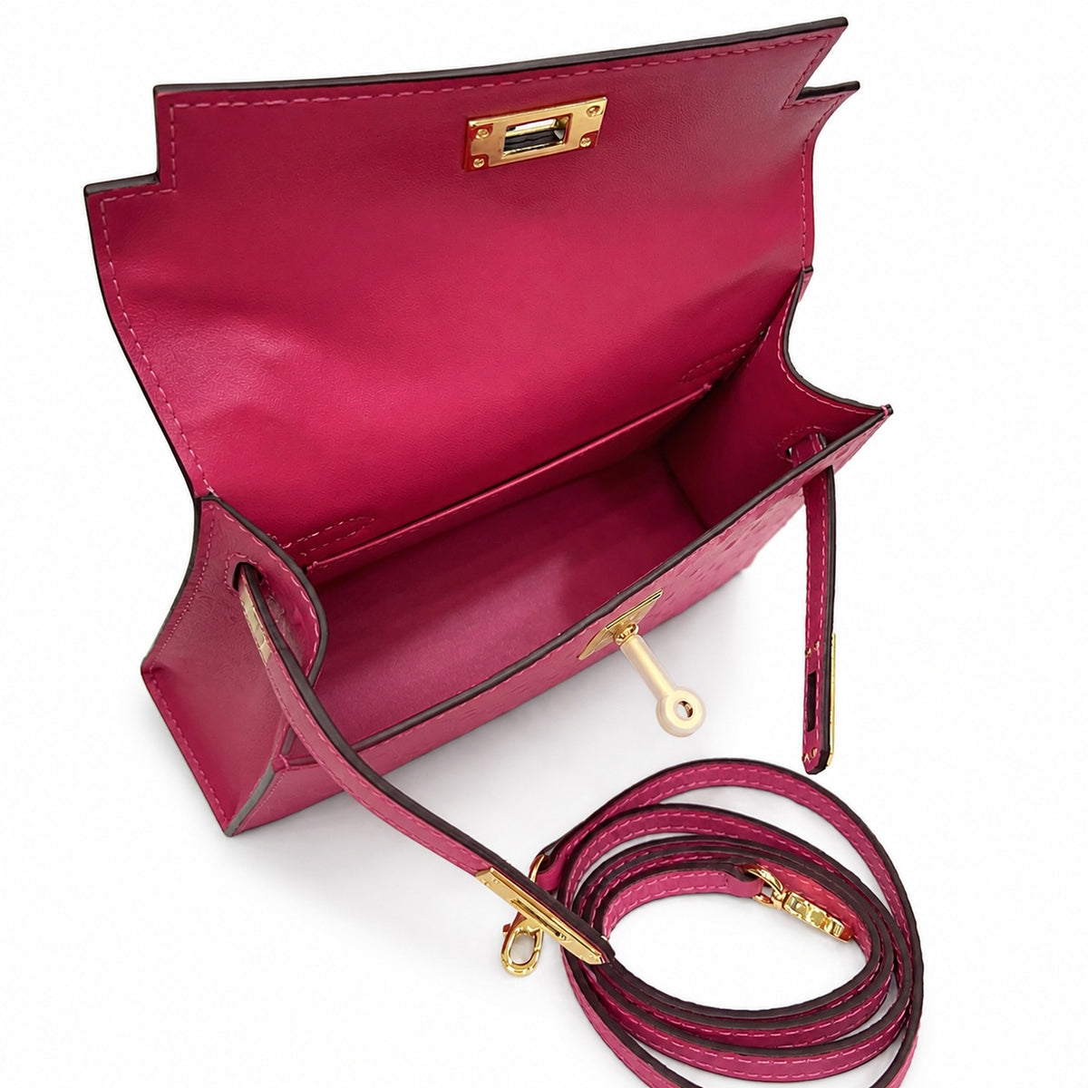 Mini Kelly II 19cm Sellier Violine Ostrich Gold Hardware Premium Women Shoulder Bag — Timeless Mini Top-Handle Design