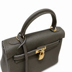 Kelly Sellier 20cm & 25cm & 28cm Gris Asphalte Togo Leather Gold Hardware — Polished Structured Handbag