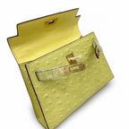Mini Kelly II 19cm Sellier Jaune Poussin Ostrich Gold Hardware Luxury Mini — Timeless Mini Top-Handle Design