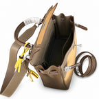 Kelly Sellier Ghillies 28cm Beige Poussière & Marron Foncé Barenia Leather Palladium Hardware — Timeless Top-Handle Design