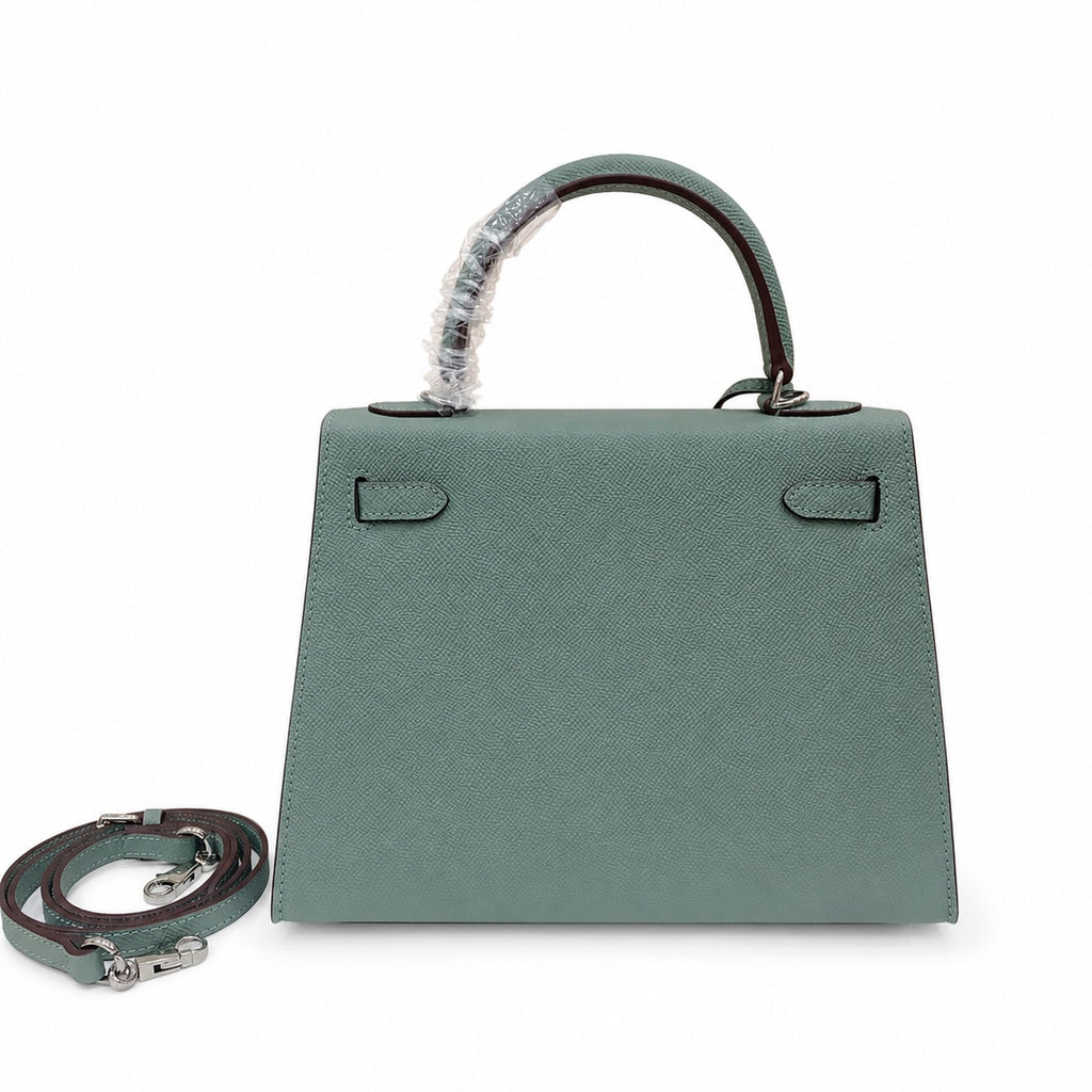 Kelly Sellier 25cm & 28cm Vert Cypress Epsom Leather Palladium Hardware Commute Shoulder — Classic Hand-Carry Silhouette