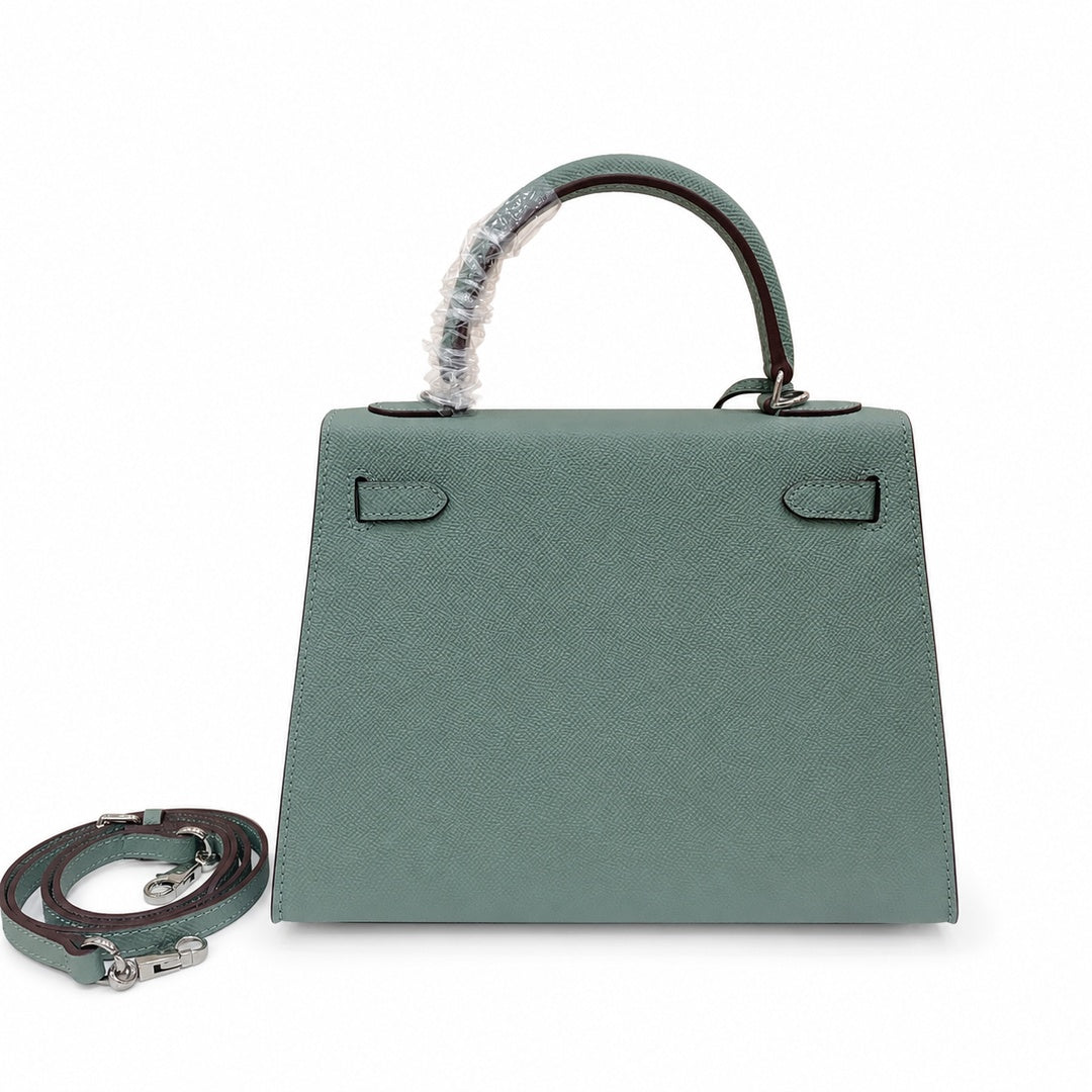 Kelly Sellier 25cm & 28cm Vert Cypress Epsom Leather Palladium Hardware Commute Shoulder — Classic Hand-Carry Silhouette
