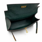 Mini Kelly II Sellier 19cm & 22cm Vert Fonce Ostrich Leather Gold Hardware — Sophisticated Small-Scale Bag
