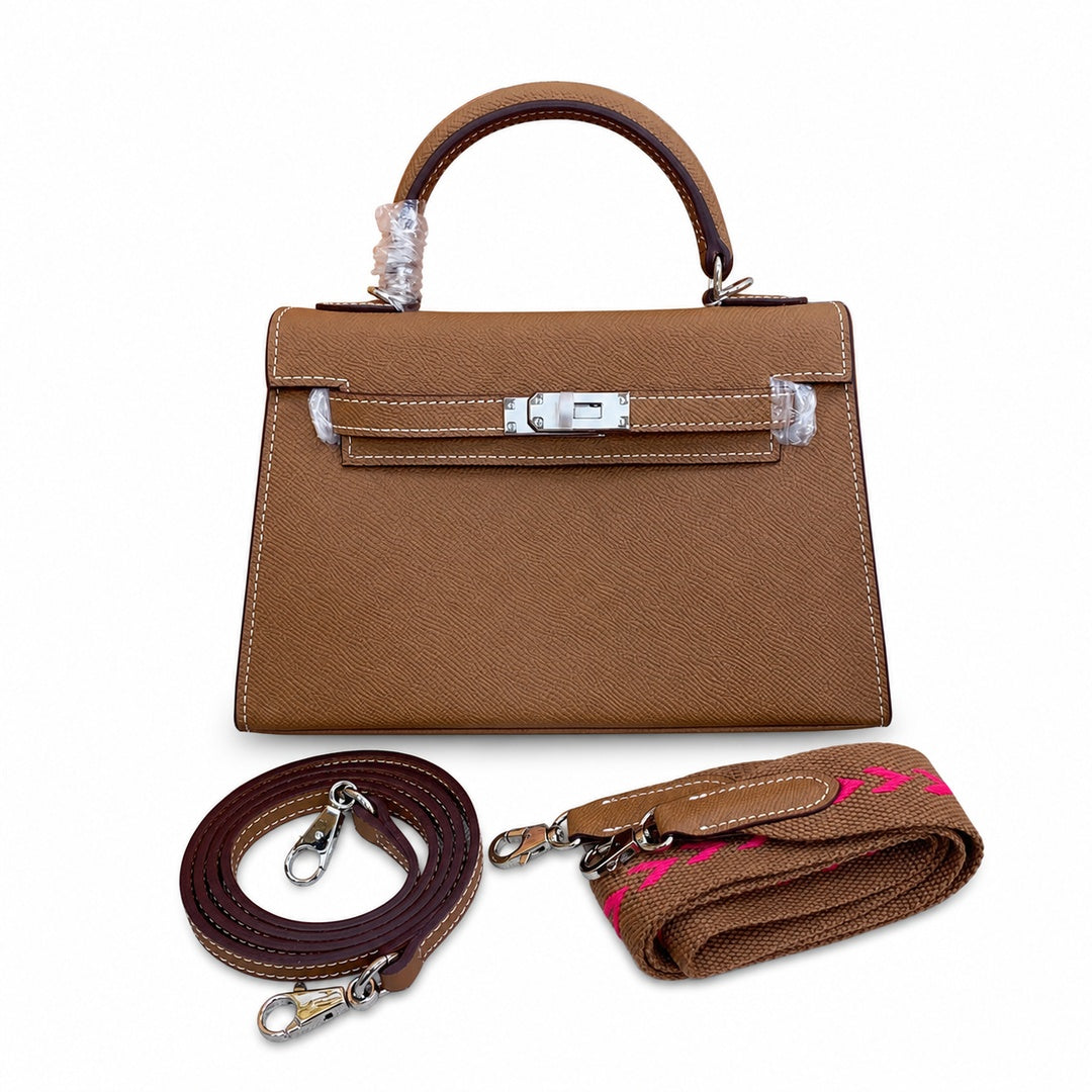 Mini Kelly II Sellier 19cm & 22cm Etoupe Epsom Leather Palladium Hardware — Versatile Mini Carry Design