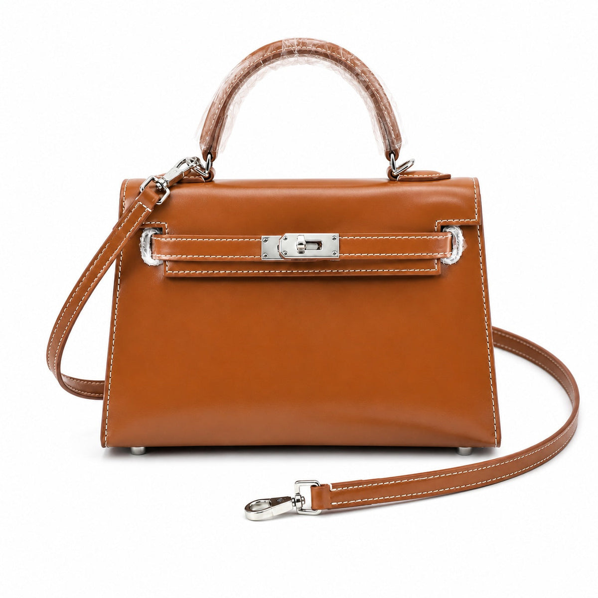 Kelly Sellier 19cm & 22cm & 25cm Gold Box Calf Leather Gold Hardware & Palladium Hardware — Distinctive Hand-Carry Bag