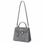 Kelly Sellier 22cm Gris Asphalte Suede Leather Palladium Hardware — Sophisticated Carry Design