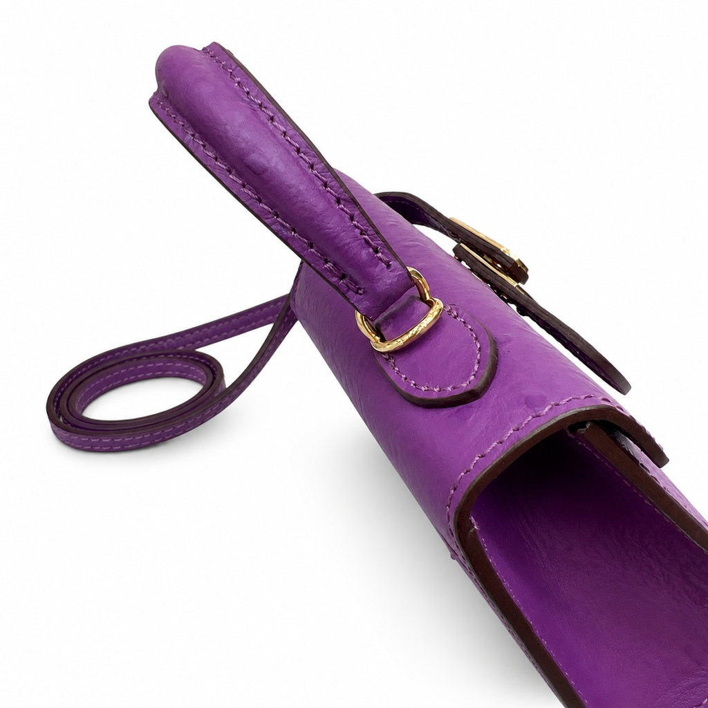 Mini Kelly II 19cm Sellier Noir Black Ostrich Gold Hardware Classic Daily — Timeless Mini Top-Handle Design