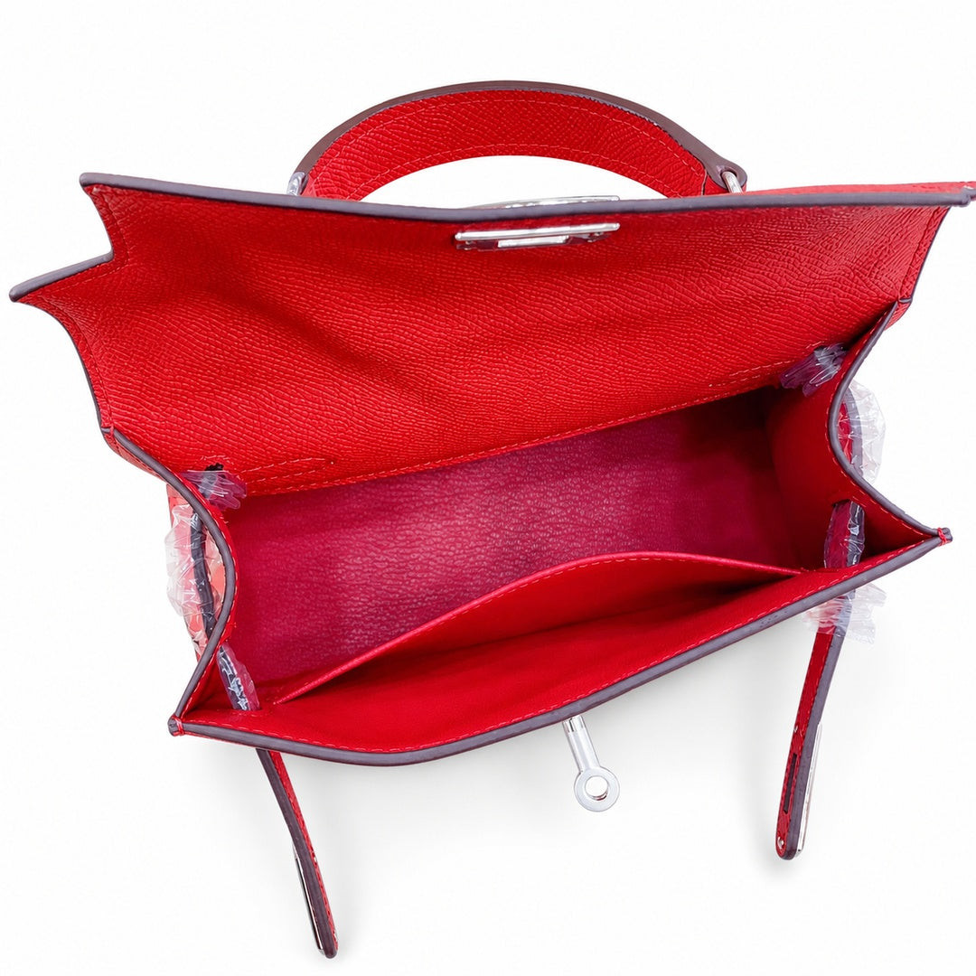 Mini Kelly II Sellier 19cm & 22cm Rouge Casaque Epsom Leather Palladium Hardware — Elegant Compact Carry Style