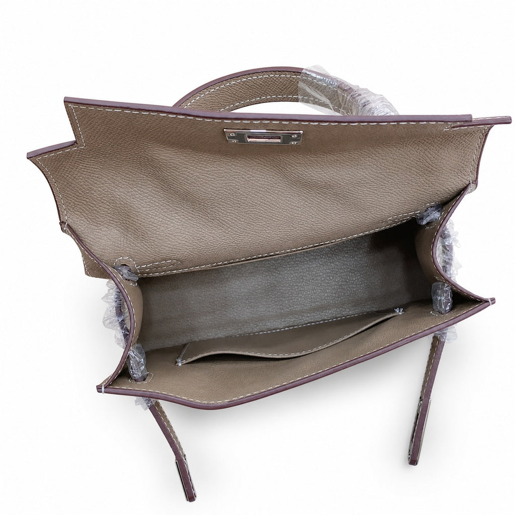 Mini Kelly II Sellier 19cm & 22cm Gris Asphalte Epsom Leather Palladium Hardware — Small Structured Carry Style
