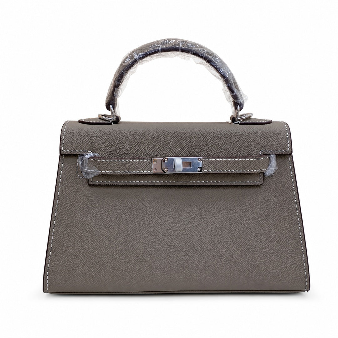 Mini Kelly II Sellier 19cm & 22cm Gris Asphalte Epsom Leather Palladium Hardware — Small Structured Carry Style