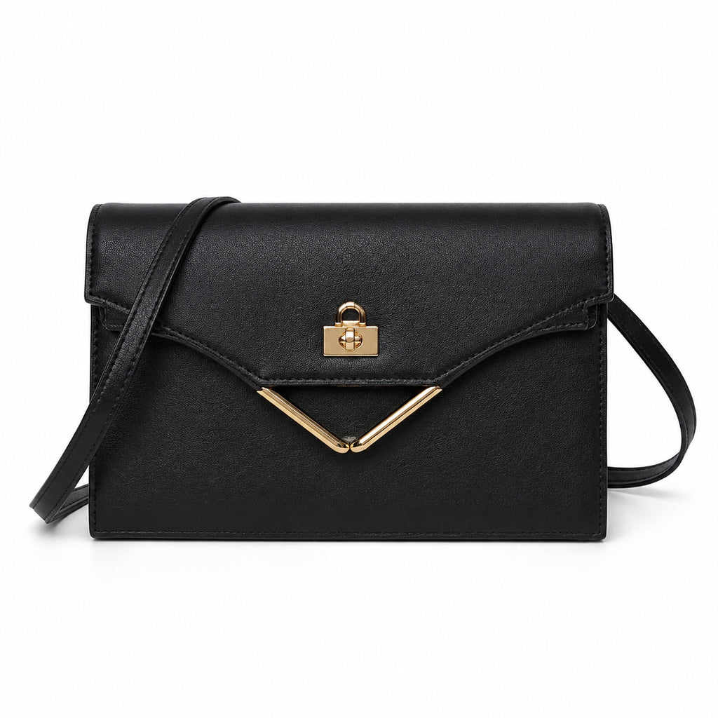 Kelly Elan 25x6.5x15cm Underarm Baguette Bag in Black with Gold Hardware — Streamlined Elan Carry Design