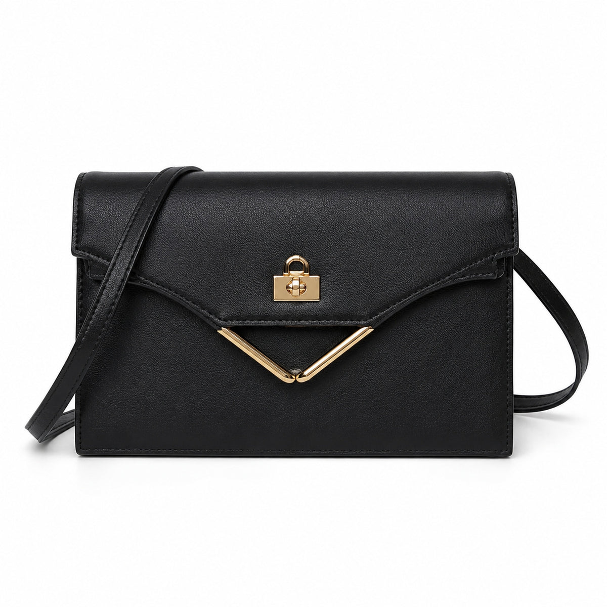 Kelly Elan 25x6.5x15cm Underarm Baguette Bag in Black with Gold Hardware — Streamlined Elan Carry Design