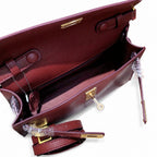 Kelly Elan 25x6.5x15cm Underarm Baguette Bag in Wine Red with Gold Hardware — Refined Underarm Handbag