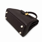 Kelly Sellier 20cm & 25cm & 28cm Marron Foncé Togo Leather Gold Hardware — Structured Top-Handle Handbag
