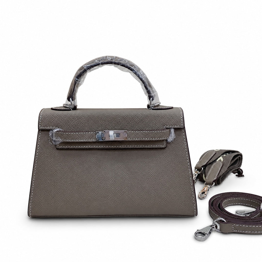 Mini Kelly II Sellier 19cm & 22cm Gris Asphalte Epsom Leather Palladium Hardware — Small Structured Carry Style