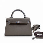 Mini Kelly II Sellier 19cm & 22cm Gris Asphalte Epsom Leather Palladium Hardware — Small Structured Carry Style